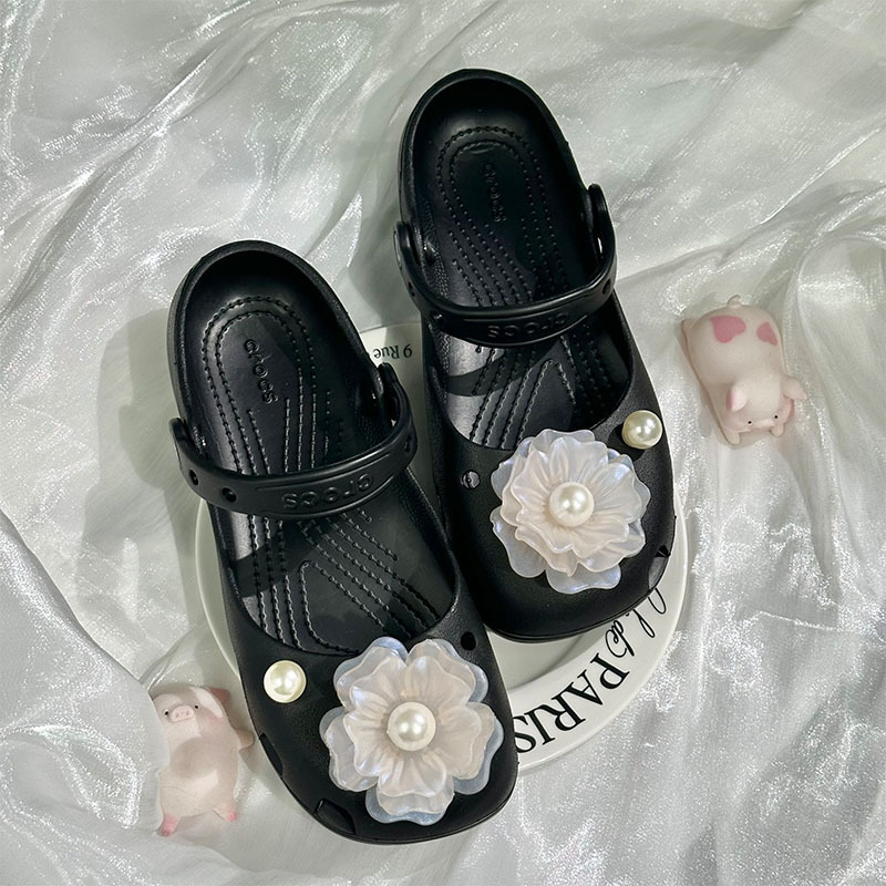 Αξεσουάρ DIY για Crocs: λουλούδι καμέλια και μαργαριταρένια αγκράφα παπουτσιών, αποσπώμενο διακοσμητικό