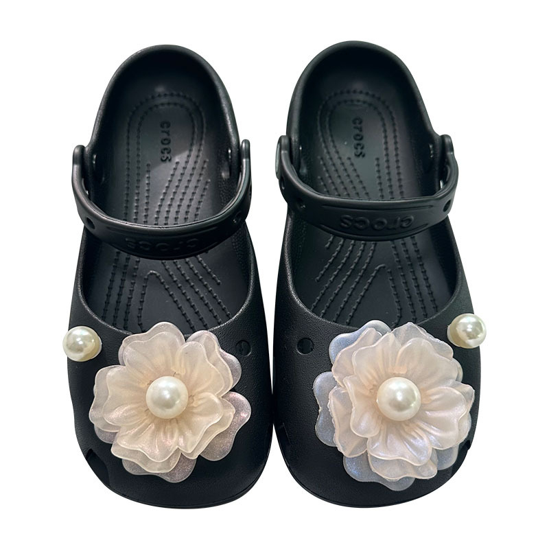 Αξεσουάρ DIY για Crocs: λουλούδι καμέλια και μαργαριταρένια αγκράφα παπουτσιών, αποσπώμενο διακοσμητικό