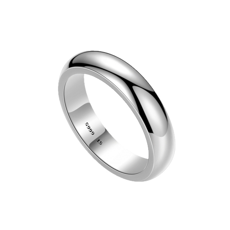 Inel pereche din argint S999 pur, inel circular simplu, stil minimalist pentru bărbați și femei