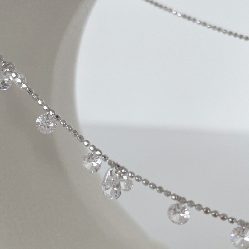 Colier cu diamante Gypsophila, Colier galaxie cu lacrimi zdrobite, Brăţară de gleznă cu mărgele, Brăţară cu ciucuri în formă de picătură neregulată pentru femei