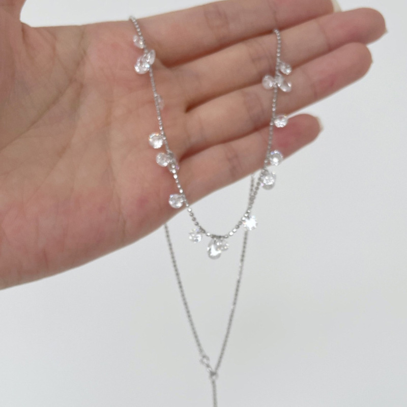 Colier cu diamante Gypsophila, Colier galaxie cu lacrimi zdrobite, Brăţară de gleznă cu mărgele, Brăţară cu ciucuri în formă de picătură neregulată pentru femei
