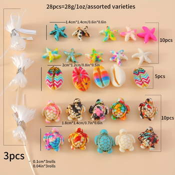 28 bucăți colorate cu temă țestoasă și stea de mare pentru pandante DIY, pentru brățări, coliere și glezne – Seria Ocean
