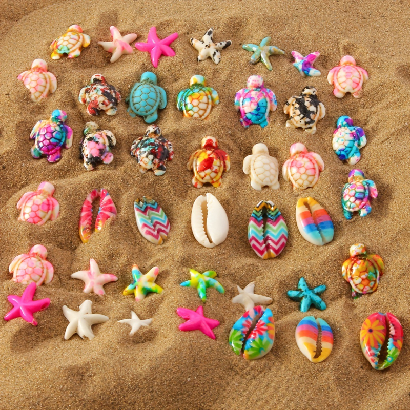 28 bucăți colorate cu temă țestoasă și stea de mare pentru pandante DIY, pentru brățări, coliere și glezne – Seria Ocean