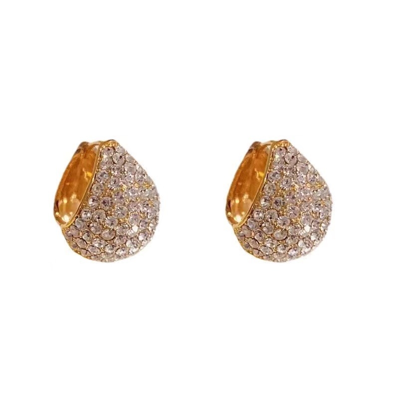 Cercei pentru femei cu diamante pavé, în formă circulară-picătură