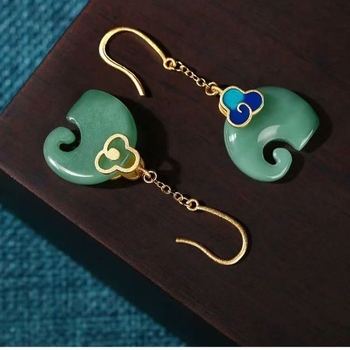 Cercei pentru femei, elefant din email cu motif noros, stil chinezesc nou, retro, unic, accesorii pentru haine tradiționale chineze