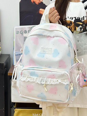 Rucsac în stil coreean cu imprimeu drăguț de desene, Harajuku-inspired și stil japonez, versatil, rucsac școlar moale pentru fete
