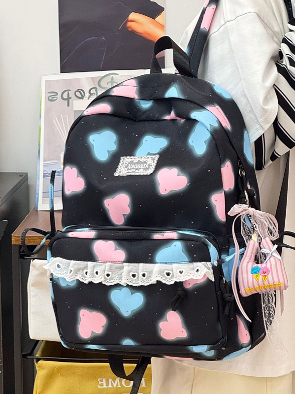 Rucsac în stil coreean cu imprimeu drăguț de desene, Harajuku-inspired și stil japonez, versatil, rucsac școlar moale pentru fete