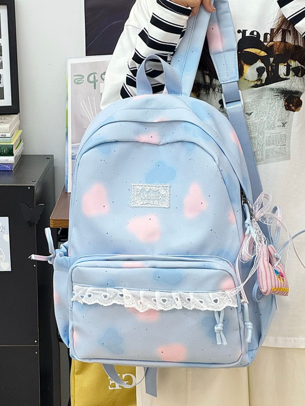 Rucsac în stil coreean cu imprimeu drăguț de desene, Harajuku-inspired și stil japonez, versatil, rucsac școlar moale pentru fete