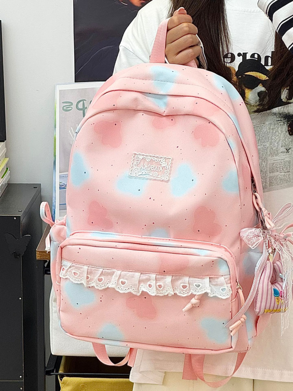 Rucsac în stil coreean cu imprimeu drăguț de desene, Harajuku-inspired și stil japonez, versatil, rucsac școlar moale pentru fete