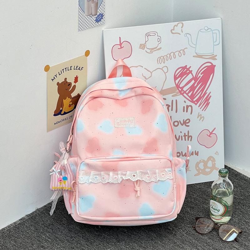 Rucsac în stil coreean cu imprimeu drăguț de desene, Harajuku-inspired și stil japonez, versatil, rucsac școlar moale pentru fete