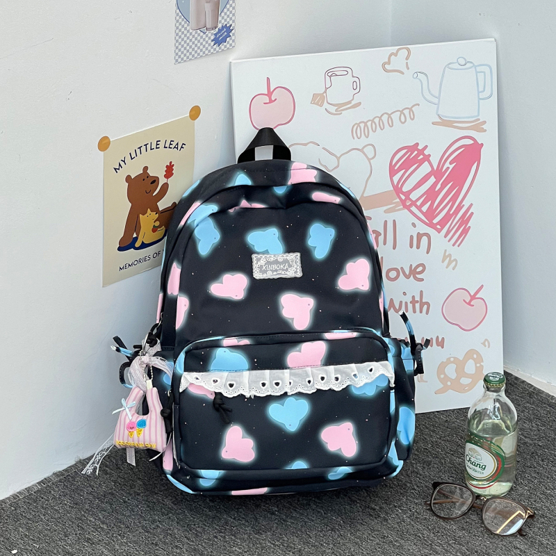 Rucsac în stil coreean cu imprimeu drăguț de desene, Harajuku-inspired și stil japonez, versatil, rucsac școlar moale pentru fete