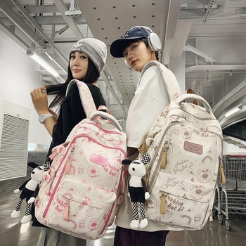 Harajuku inspirirani najlonski ruksak, 20–35 L, za 15-inčni laptop, ulični stil