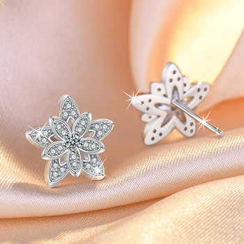 Cercei cu fulg de zăpadă din zirconiu, design delicat pentru toamnă și iarnă