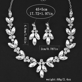 Set bijuterii cu zirconiu: colier și cercei cu ciucuri, lanț elegant pentru claviculă