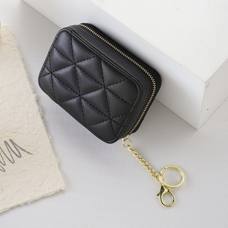 Prijenosna mini trokutasta torbica za šminku sa ogledalom – jednobojna PU, veličina 11×8×4 cm