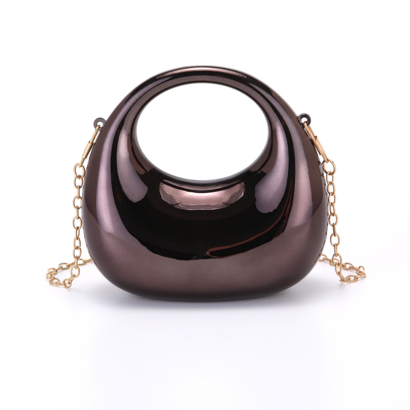Geantă mini crossbody acrilică în formă de semi-lună, cu buzunar pentru ruj și monede, brand Yuxuan