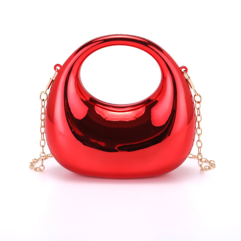 Geantă mini crossbody acrilică în formă de semi-lună, cu buzunar pentru ruj și monede, brand Yuxuan