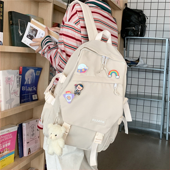 Nova korejska stil minimalistički ruksak za srednju i osnovnu školu, Harajuku‑inspiriran, sladak školski ruksak s dvije naramenice, bez privjesaka