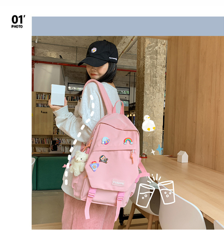 Nova korejska stil minimalistički ruksak za srednju i osnovnu školu, Harajuku‑inspiriran, sladak školski ruksak s dvije naramenice, bez privjesaka