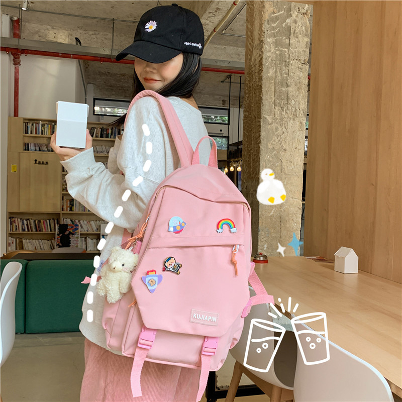 Nova korejska stil minimalistički ruksak za srednju i osnovnu školu, Harajuku‑inspiriran, sladak školski ruksak s dvije naramenice, bez privjesaka