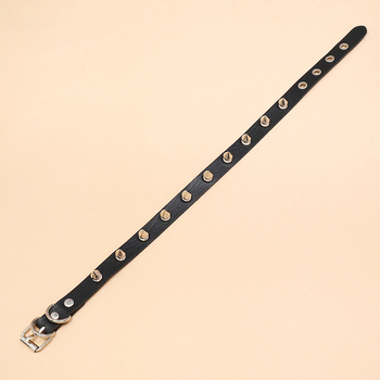 Colier din piele pentru femei, stil punk rock – choker cu lanț pentru claviculă, modern și distinct