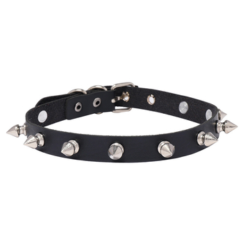 Colier din piele pentru femei, stil punk rock – choker cu lanț pentru claviculă, modern și distinct