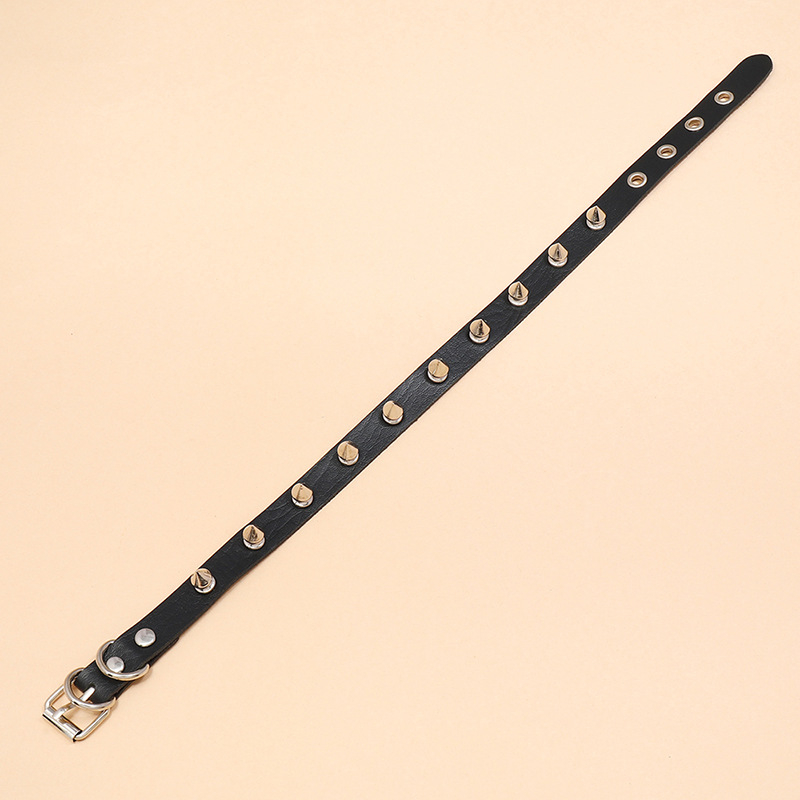 Colier din piele pentru femei, stil punk rock – choker cu lanț pentru claviculă, modern și distinct
