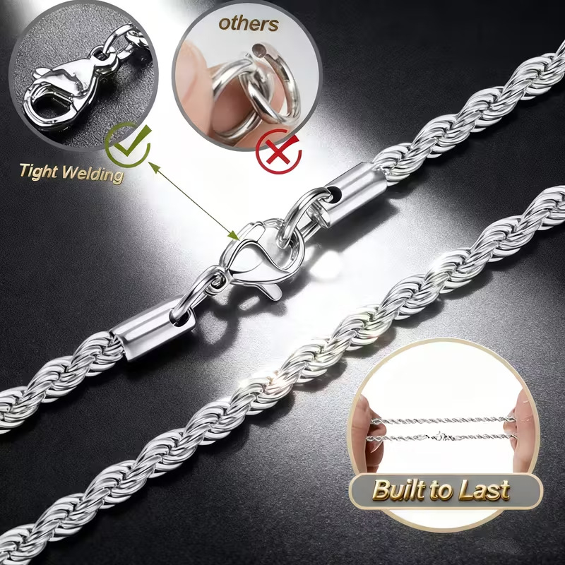 Set de 7 piese: colier cu cruce din oțel titan, unisex, lanț cubanez multistrat