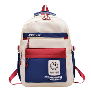 Rucsac inspirat de stilul coreean Harajuku workwear pentru campus, capacitate mare, design color-block, pentru gimnaziu și liceu, unisex, nylon.