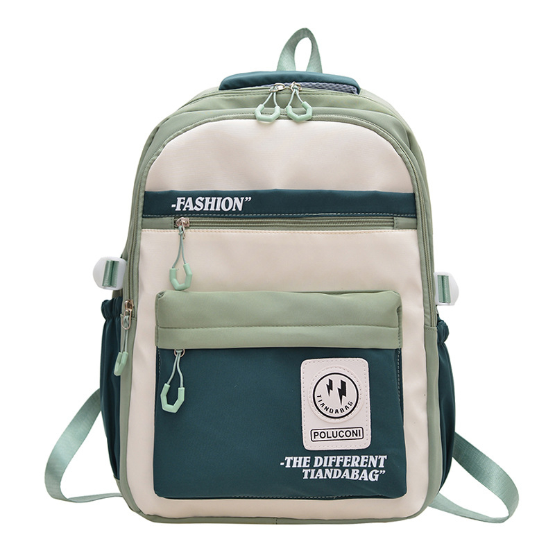 Rucsac inspirat de stilul coreean Harajuku workwear pentru campus, capacitate mare, design color-block, pentru gimnaziu și liceu, unisex, nylon.