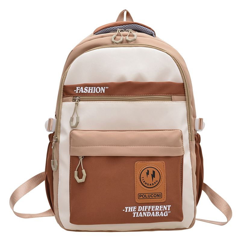 Rucsac inspirat de stilul coreean Harajuku workwear pentru campus, capacitate mare, design color-block, pentru gimnaziu și liceu, unisex, nylon.