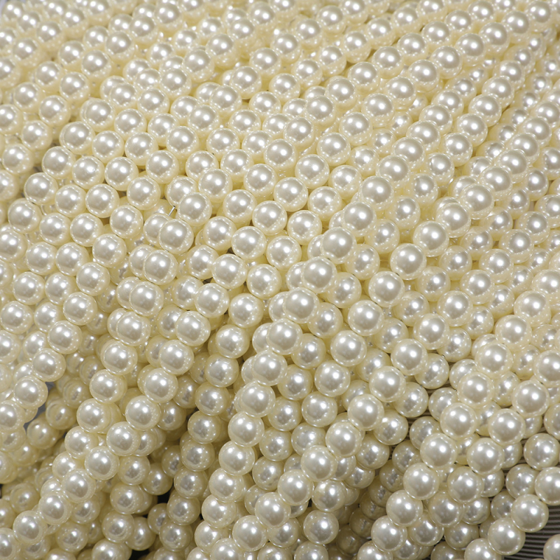 Perle din sticlă crem-alb, luciu perlat, imitație de perlă. Mărgele libere pentru bijuterii DIY. Mărgele rotunde pentru brățări, glezne, coliere și ornamente de pulover.