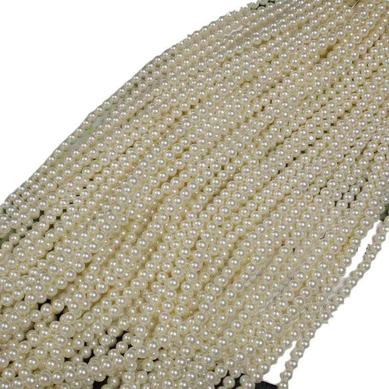 Perle din sticlă crem-alb, luciu perlat, imitație de perlă. Mărgele libere pentru bijuterii DIY. Mărgele rotunde pentru brățări, glezne, coliere și ornamente de pulover.