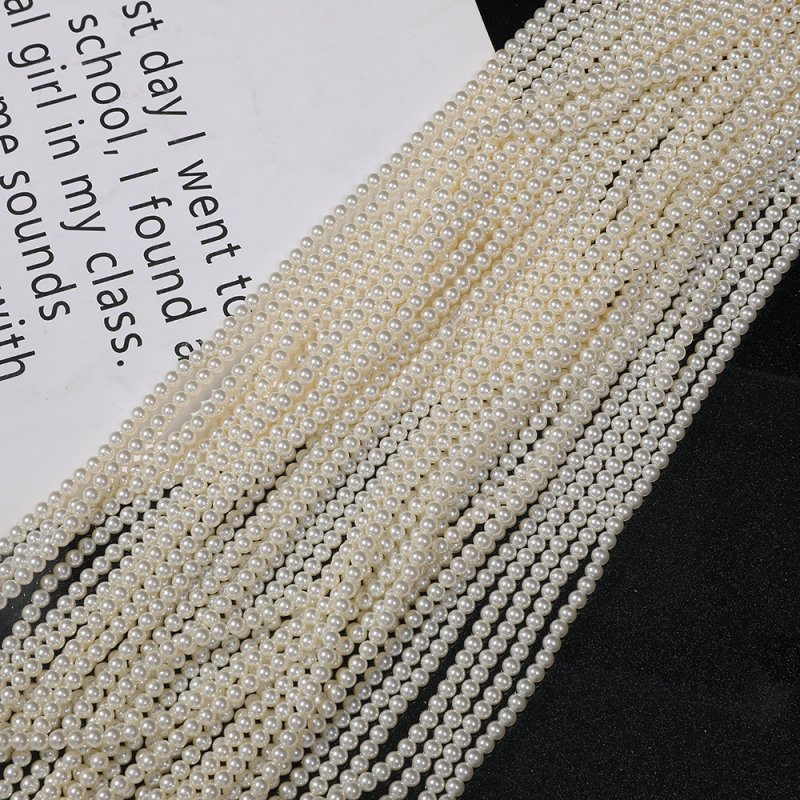 Perle din sticlă crem-alb, luciu perlat, imitație de perlă. Mărgele libere pentru bijuterii DIY. Mărgele rotunde pentru brățări, glezne, coliere și ornamente de pulover.