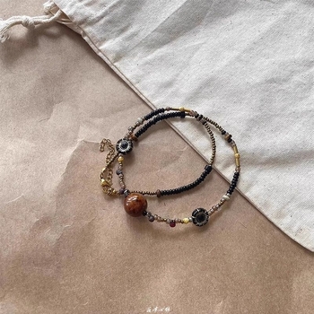 Colier pentru femei, 2025 nou stil, design retro chinezesc cu piatră naturală, design personalizat de nișă