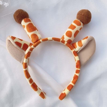 Bandă nouă pentru păr, cu design girafă și cerb, accesoriu drăguț pentru păr cu coarne, pentru curățarea feței