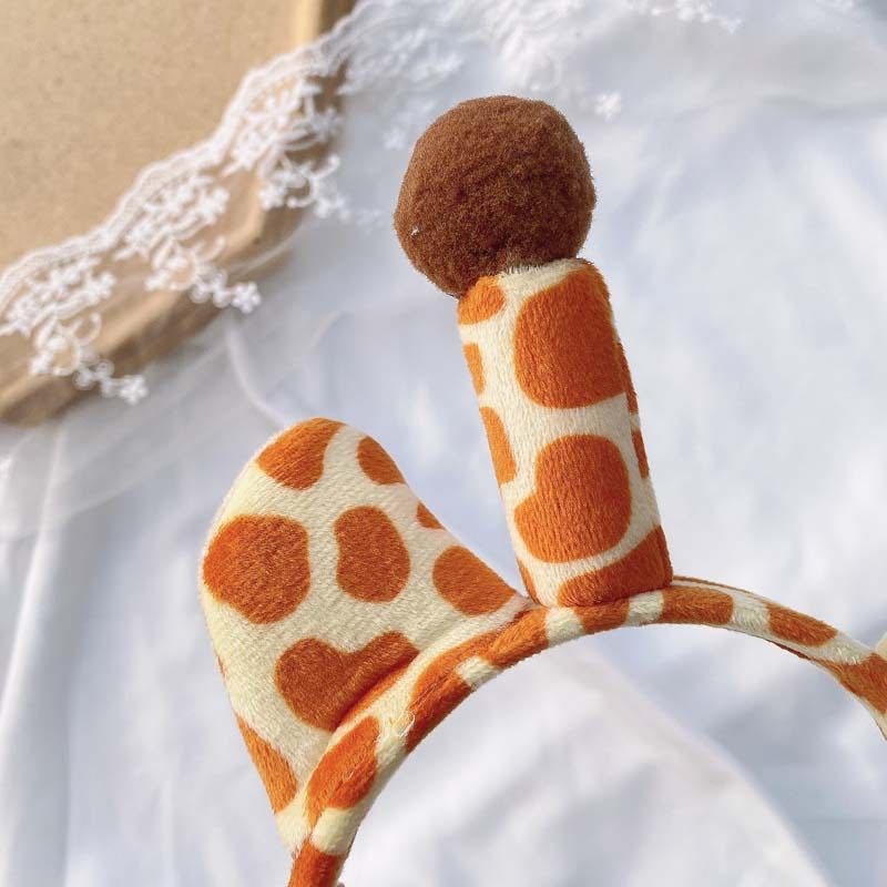 Bandă nouă pentru păr, cu design girafă și cerb, accesoriu drăguț pentru păr cu coarne, pentru curățarea feței