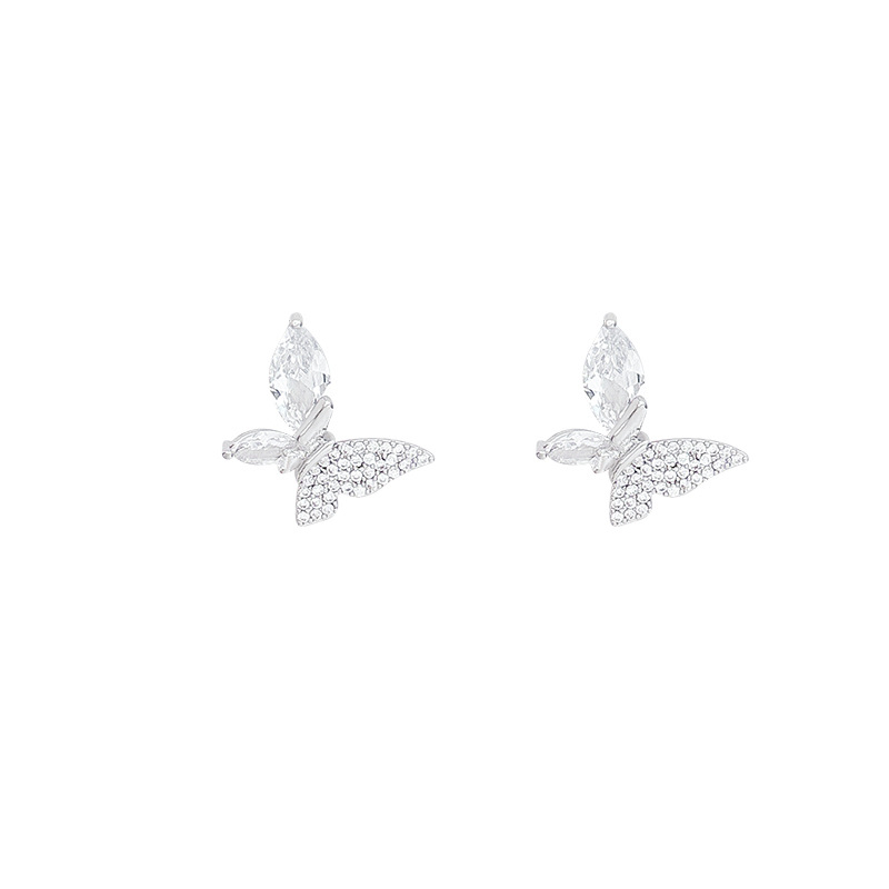 Cercei pentru femei cu design de fluture-fată și diamante, lux lejer, stil minimalist, versatil și rafinat.