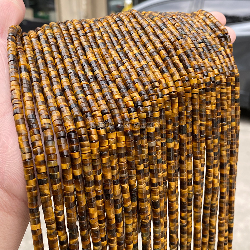 Mărgele din ochi de tigru, galbene naturale, discuri de 4 mm, mărgele spacer pentru bijuterii DIY