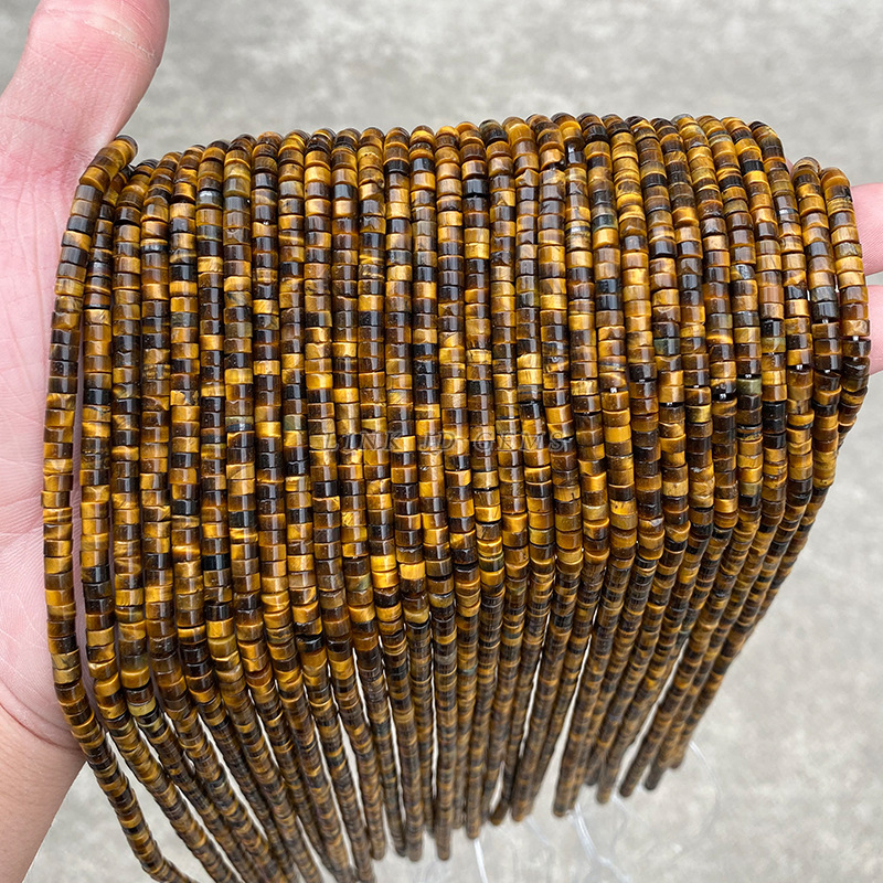 Mărgele din ochi de tigru, galbene naturale, discuri de 4 mm, mărgele spacer pentru bijuterii DIY