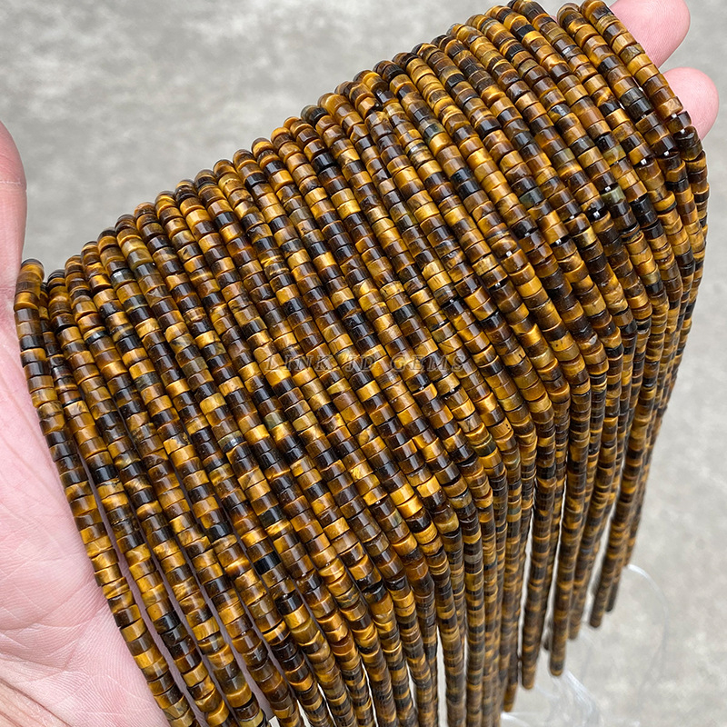 Mărgele din ochi de tigru, galbene naturale, discuri de 4 mm, mărgele spacer pentru bijuterii DIY