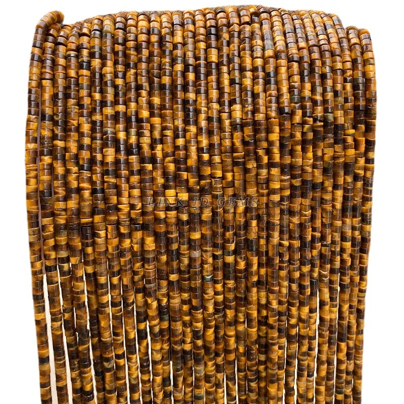 Mărgele din ochi de tigru, galbene naturale, discuri de 4 mm, mărgele spacer pentru bijuterii DIY