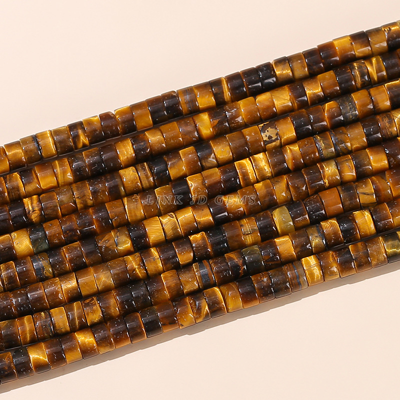 Mărgele din ochi de tigru, galbene naturale, discuri de 4 mm, mărgele spacer pentru bijuterii DIY