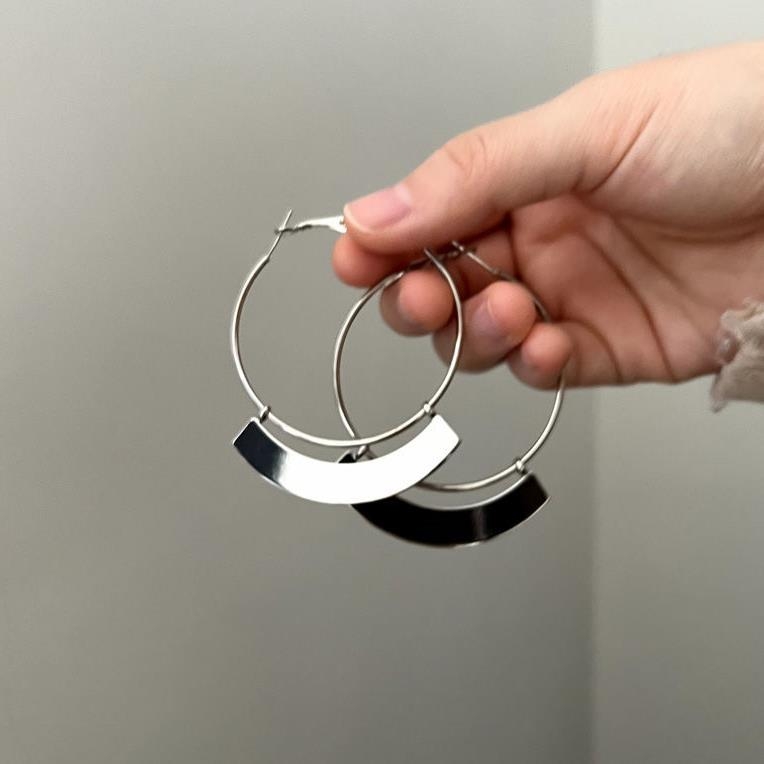 Cercei din argint 925 cu design minimalist, cercuri circulare