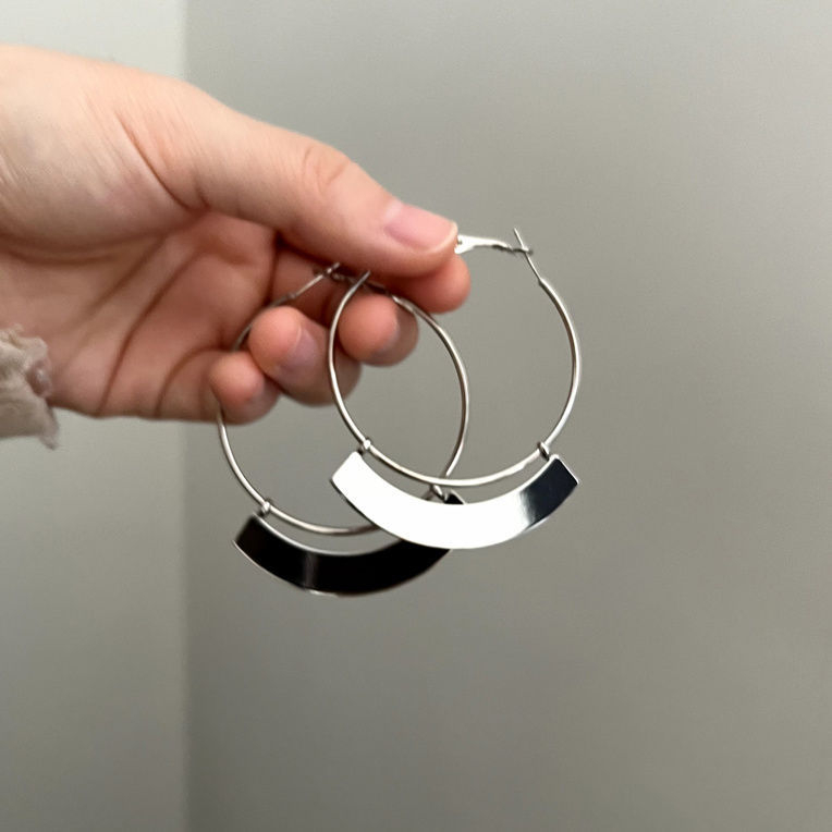 Cercei din argint 925 cu design minimalist, cercuri circulare