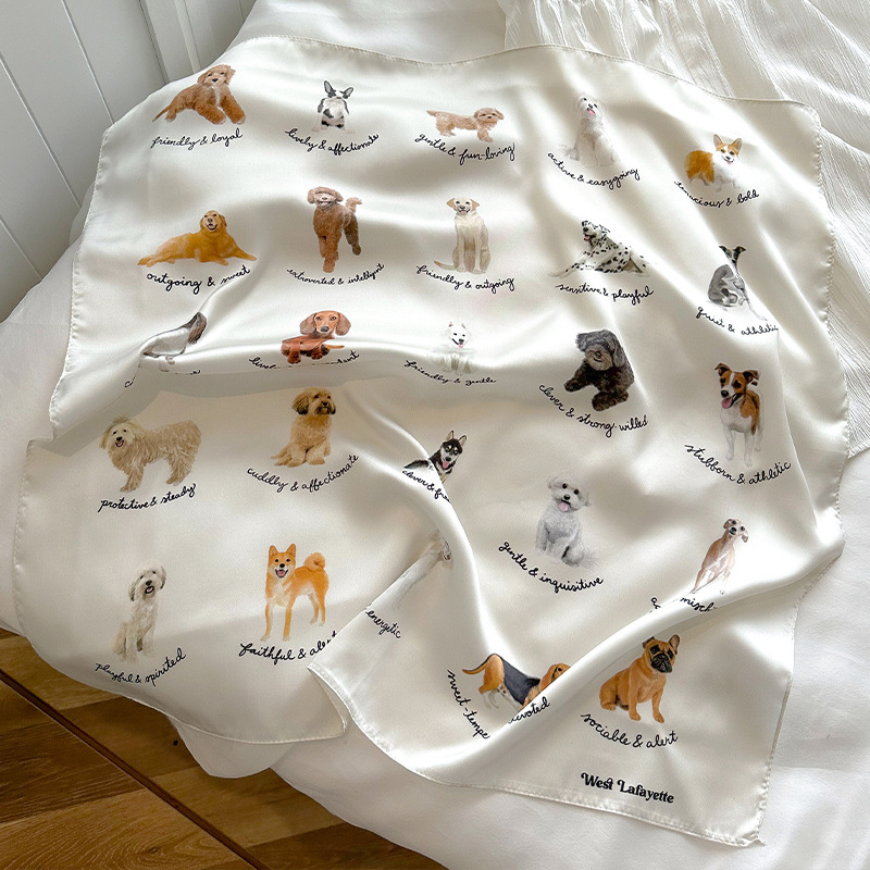 Șal pătrat din poliester 70x70 cm pentru femei, cu imprimeu, accesoriu de modă pentru primăvară