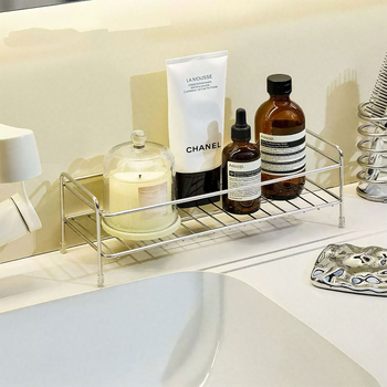 Raft de depozitare pentru chiuveta de baie, finisaj inox, pentru cosmetice și îngrijire a pielii