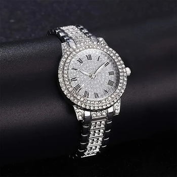 Ceas de damă de lux, brățară din oțel, cadran cu stele, mic cadran elegant, set ceas cu vas de comoară