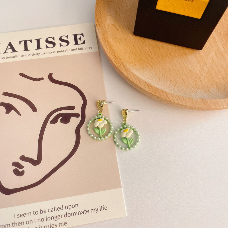 Cercei din argint 925 cu flori și perle, pentru femei, design în formă de inimă, eleganți, cu știfturi și clipsuri pentru urechi