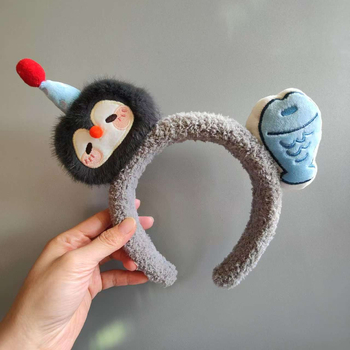 Bandă pentru păr cu pinguin drăguț în stil desen animat, accesoriu pentru păr pentru machiaj și ședințe foto